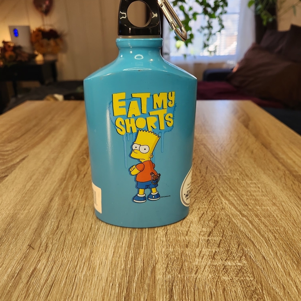 Bart Simpson 19oz. Aluminum Water Bottle "Eat My Shorts" Never Used